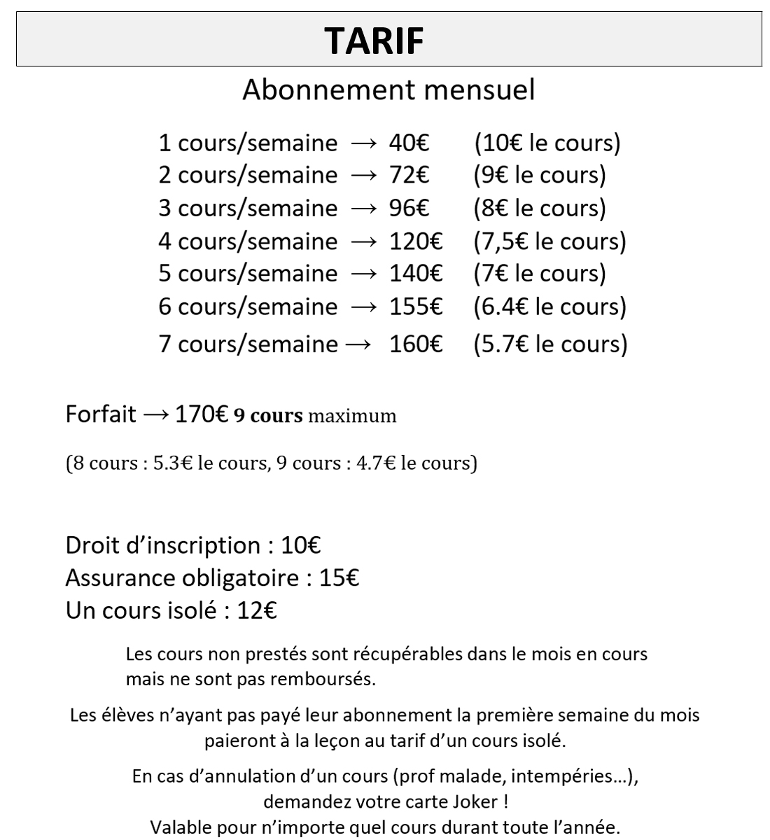 Nouveau Tarif